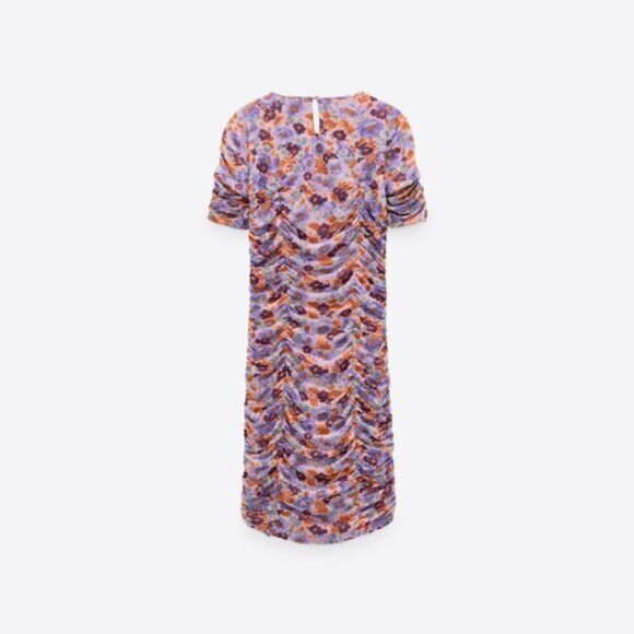 NWOT Zara multicoloured floral print draped dress S - Picture 5 of 8